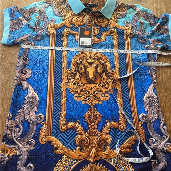 BARABAS Men's Luxury Greek Printed Floral polo - Picture 4 of 6